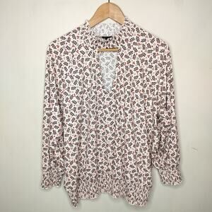 Torrid Floral Long Sleeve Top Keyhole Neckline Smocked Dainty